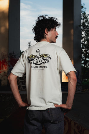 Bonk T-Shirt Eat Pasta Ride Fasta White