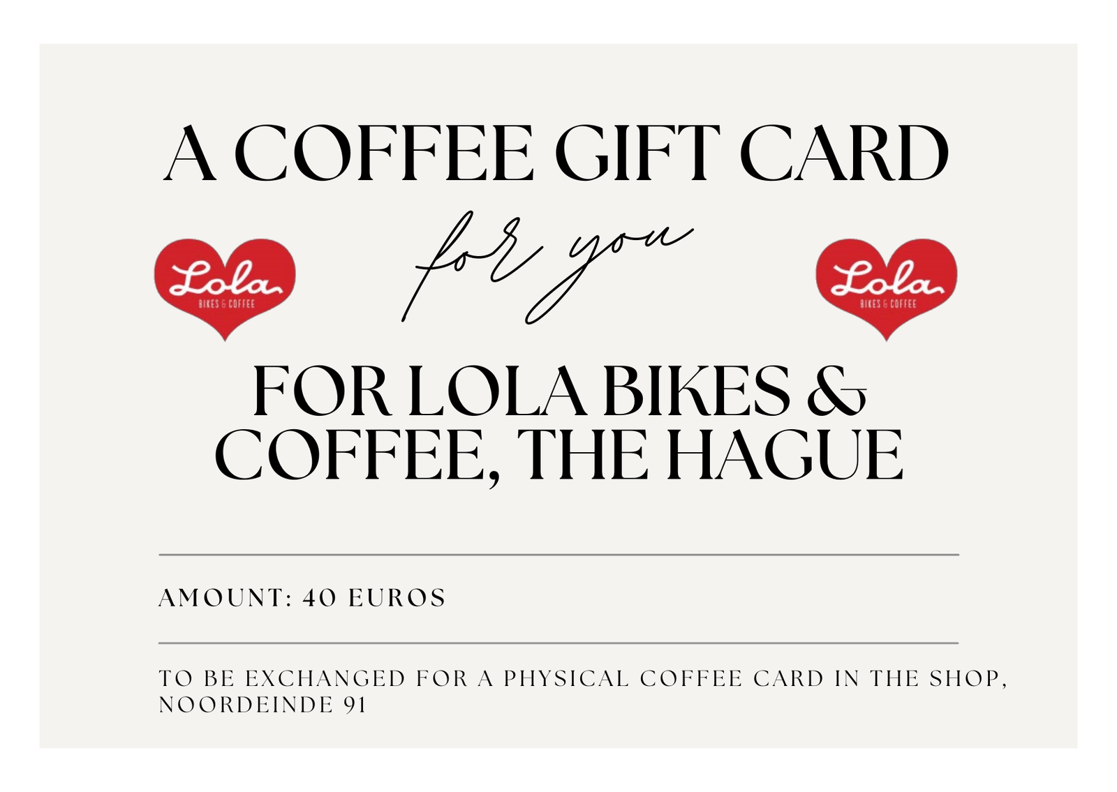Lola Bikes & Coffee - Coffee gift card